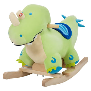 English Elm Dinosaur Plush Rocking Toy for Toddlers with Sound Effects and Wooden Base T3971P442730