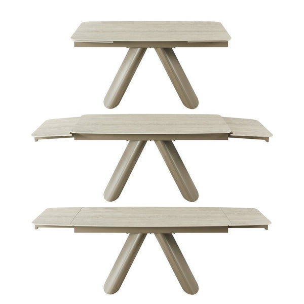 English Elm Retractable Sintered Stone Extendable Dining Table Seats Eight with Steel Base W5630S00002