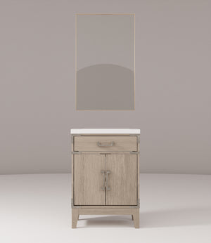 English Elm Grey Oak Single Bath Vanity with Acrylic Countertop, Soft-Close Cabinet, Mirror Included, 24"W B2731S01452