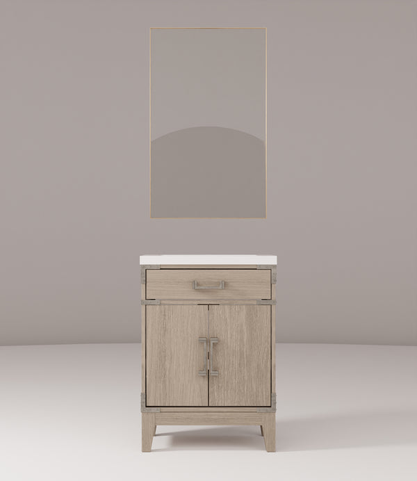 English Elm Grey Oak Single Bath Vanity with Acrylic Countertop, Soft-Close Cabinet, Mirror Included, 24"W B2731S01452