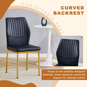 English Elm 4-Piece Dining Set: Modern Luxe Round Glass Table & Stylish Black-Gold Chairs For Chic Spaces W1151S03684