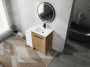 English Elm 36 Inch Freestanding Bathroom Vanity With Ceramic Sink, Soft-Close Doors & Ample Storage Space W999S00307