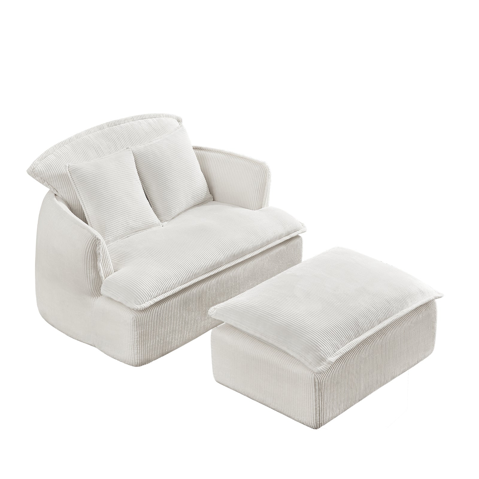 Convertible Compressed Sofa Chair Ottoman Corduroy Fold-Out Recliner F