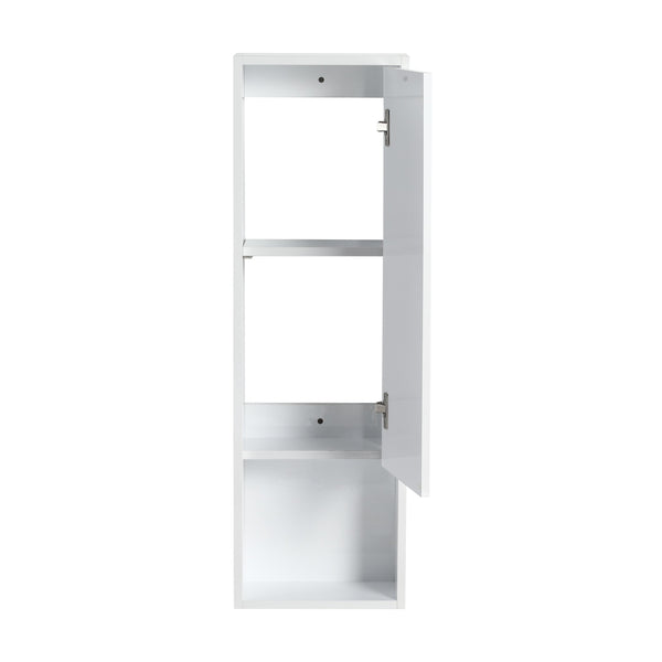 English Elm 12" Modern Bathroom Wall Cabinet With Soft-Close Doors, Space-Saving Float Mount, Glossy White Finish W999P312077