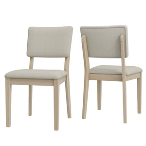 English Elm Du Cap Gray Upholstered Dining Chairs with White Wash Wood Legs Set of 2 B127P495085