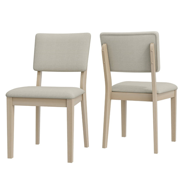 English Elm Du Cap Gray Upholstered Dining Chairs with White Wash Wood Legs Set of 2 B127P495085