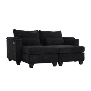 English Elm Convertible Chaise Lounge Sofa Bed With Usb Ports, Hidden Storage, Cup Holders - Stylish & Versatile! N719S002020B