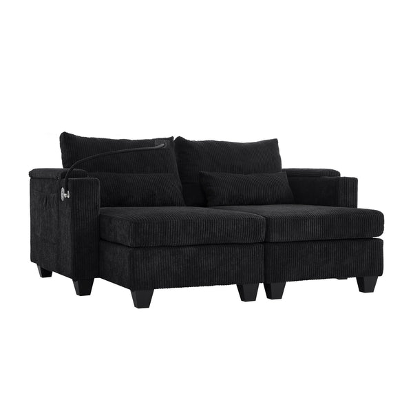 English Elm Convertible Chaise Lounge Sofa Bed With Usb Ports, Hidden Storage, Cup Holders - Stylish & Versatile! N719S002020B