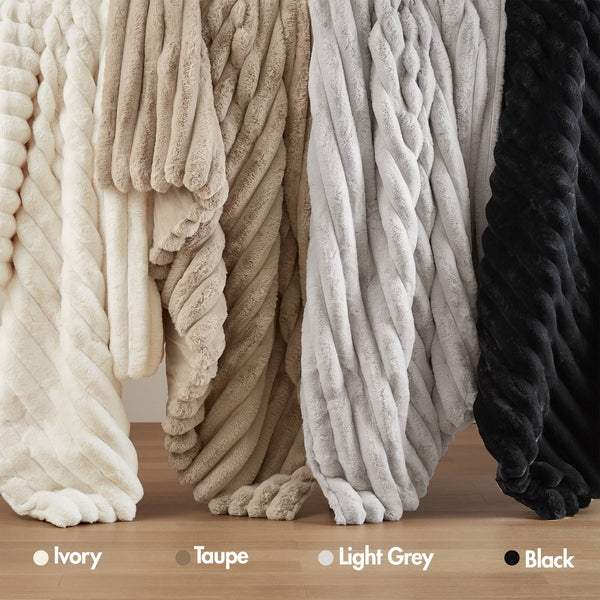 English Elm 3-Piece King Ultrasoft Faux Fur Comforter Set - Luxurious Velvet Reverse, Ivory & Cozy Design B035P408270