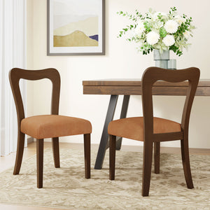 English Elm Christopher Knight Home® - Dining Chair Modern Set of 2 with Rounded Back and Upholstered Seat on Durable Rubberwood Frame Caramel,Walnut N771P254007W