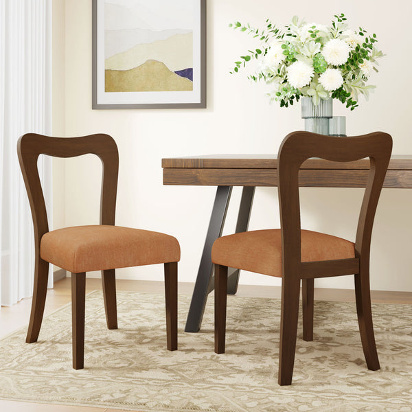 English Elm Christopher Knight Home® - Dining Chair Modern Set of 2 with Rounded Back and Upholstered Seat on Durable Rubberwood Frame Caramel,Walnut N771P254007W
