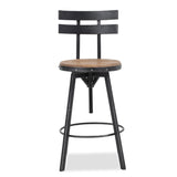 Christopher Knight Home® - Noble House - Jutte Modern Industrial Firwood Adjustable Height Swivel Barstools, Antique And Black Brushed Silver - Set Of 2