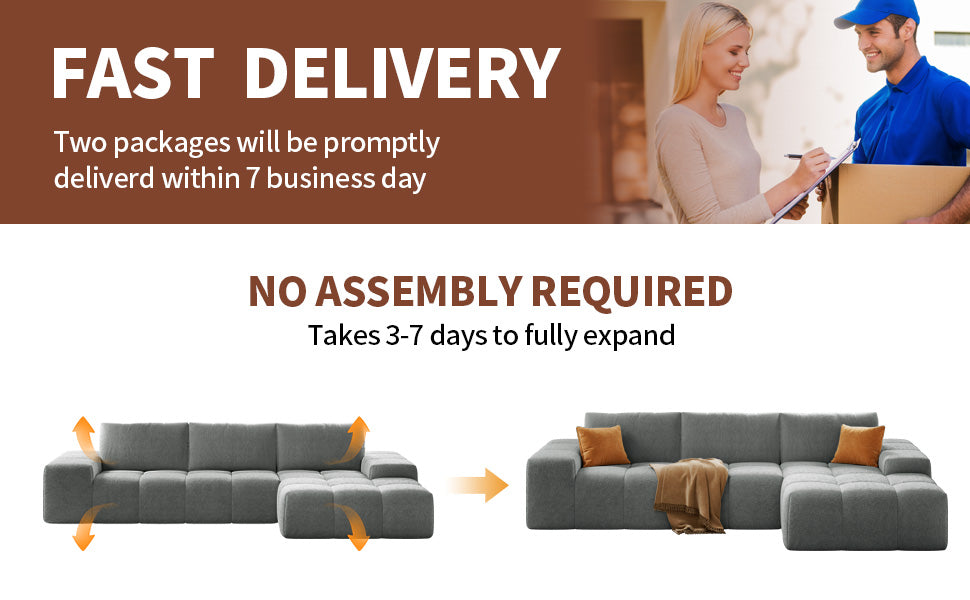 English Elm L-Shaped Modular Sofa - No Assembly, Deep Seat Comfort, Soft Upholstery For Modern Living Spaces W3737S00006