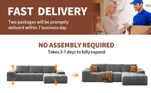 English Elm L-Shaped Modular Sofa - No Assembly, Deep Seat Comfort, Soft Upholstery For Modern Living Spaces W3737S00006