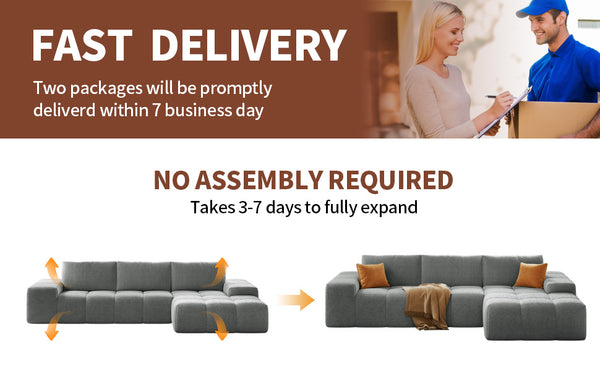 English Elm L-Shaped Modular Sofa - No Assembly, Deep Seat Comfort, Soft Upholstery For Modern Living Spaces W3737S00006