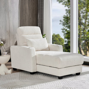 English Elm Electric Lounge Chair with Adjustable Backrest, Lambswool Upholstery, Wireless Charger & Cup Holder Beige W2817P255562