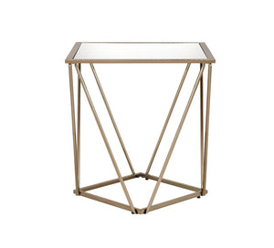 English Elm Fogya Square Mirrored End Table with Champagne Gold Metal Base for Glam Interiors B2726P457135
