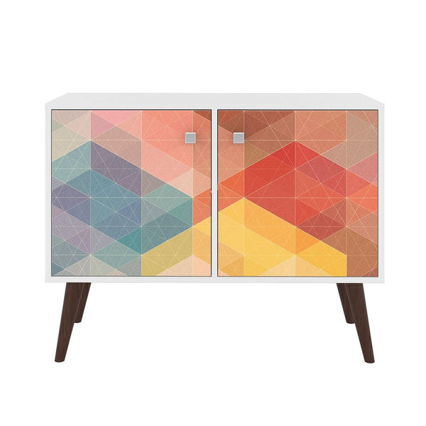 Manhattan Comfort Avesta Mid-Century Modern End Table White and Stamp 7AMC131