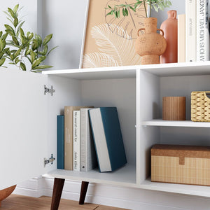 Manhattan Comfort Avesta Mid-Century Modern End Table White and Stamp 7AMC131