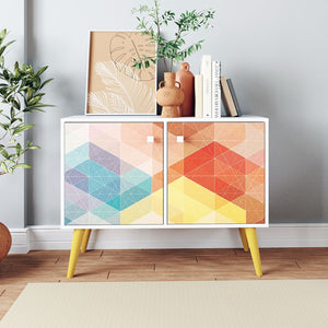 Manhattan Comfort Avesta Mid-Century Modern End Table White, Stamp, Yellow 7AMC132