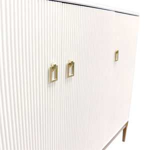 Pasargad Home Pearl Collection Ivory Sideboard - Luxurious 4-door Cabinet With Glamorous Accents Ivory Wood Finish Pph-m3