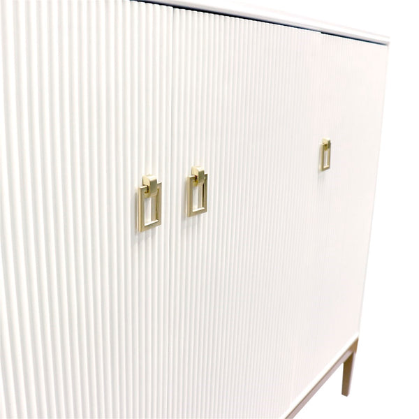 Pasargad Home Pearl Collection Ivory Sideboard - Luxurious 4-door Cabinet With Glamorous Accents Ivory Wood Finish Pph-m3