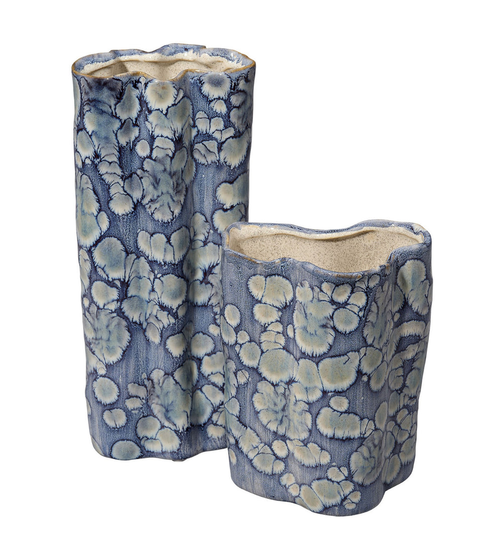 Jamie Young Co. Cloud Ceramic Decorative Set Of 2 Vases Blue Ceramic 7clou-vabl