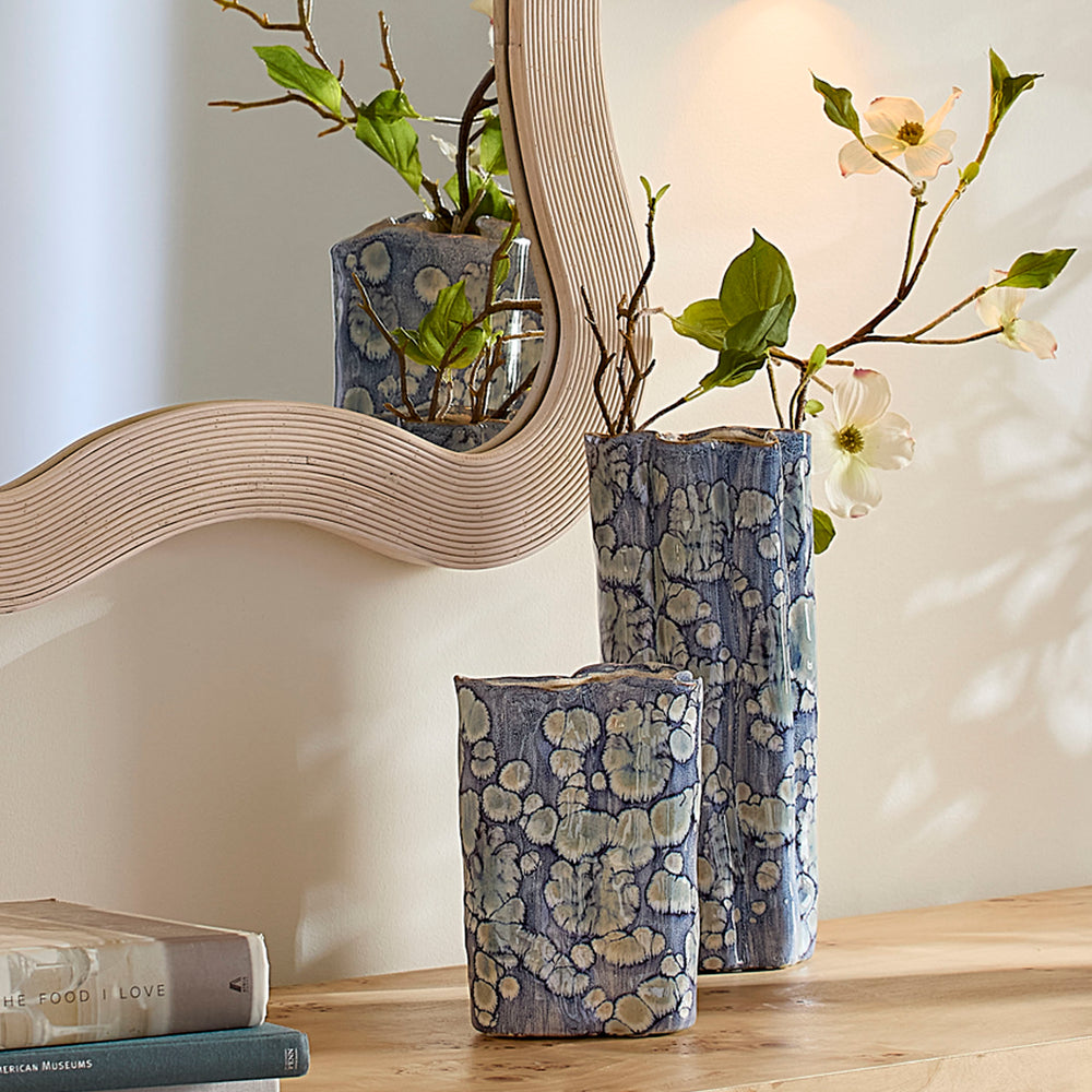 Jamie Young Co. Cloud Ceramic Decorative Set Of 2 Vases Blue Ceramic 7clou-vabl