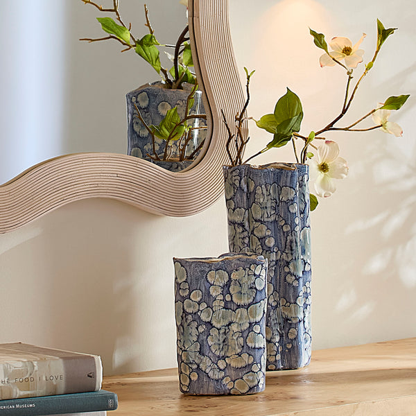 Jamie Young Co. Cloud Ceramic Decorative Set Of 2 Vases Blue Ceramic 7clou-vabl