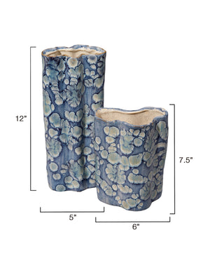 Jamie Young Co. Cloud Ceramic Decorative Set Of 2 Vases Blue Ceramic 7clou-vabl