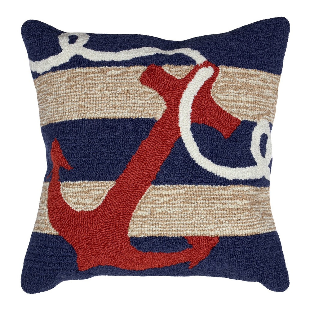 Trans Ocean Liora Manne Frontporch Anchor Pillow 18" X 18" - Coastal Navy Decor For Indoor/Outdoor Spaces Navy Polyester,Acrylic 7fp8s140033