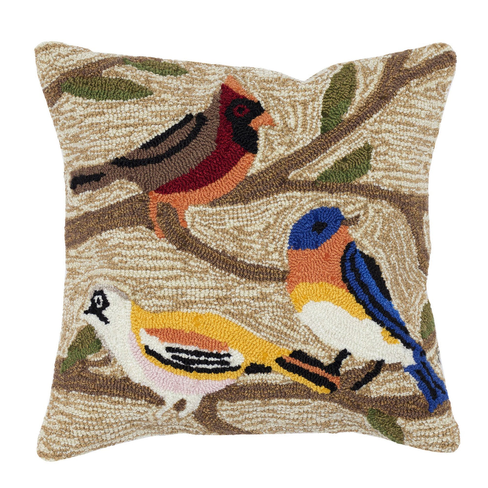Trans Ocean Liora Manne Frontporch Birds Pillow - Vibrant 18" X 18" Indoor/Outdoor Decor For Whimsical Spaces Multi Polyester,Acrylic 7fp8s144044
