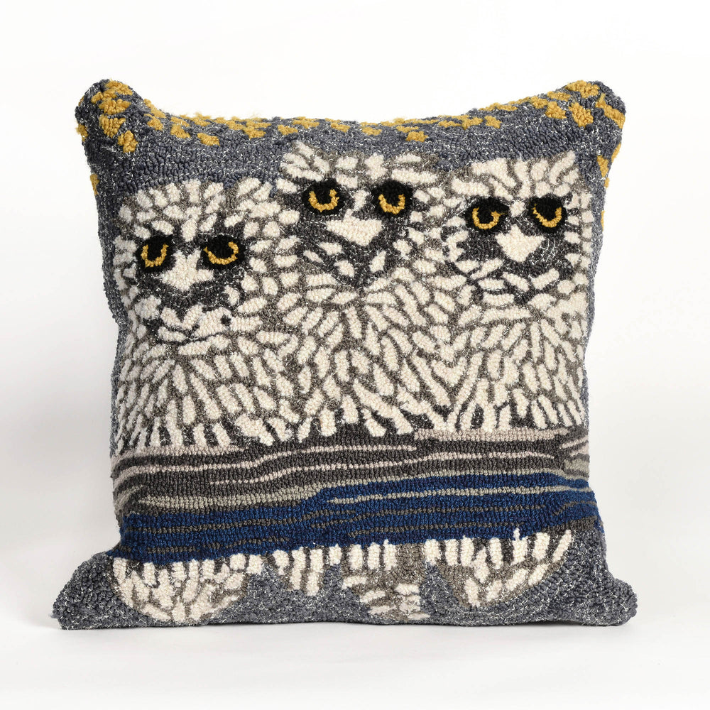 Trans Ocean Liora Manne Frontporch Owls Night 18" X 18" Pillow - Whimsical Outdoor Decor For Cozy Spaces Navy Polyester,Acrylic 7fp8s144347