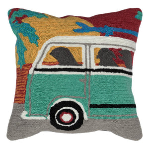 Trans Ocean Liora Manne Frontporch Beach Trip Pillow - 18" Coastal Design With Black Labs & Sunset Vibes Blue Polyester,Acrylic 7fp8s147518