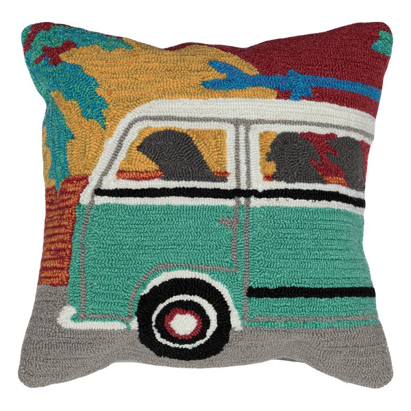 Trans Ocean Liora Manne Frontporch Beach Trip Pillow - 18" Coastal Design With Black Labs & Sunset Vibes Blue Polyester,Acrylic 7fp8s147518