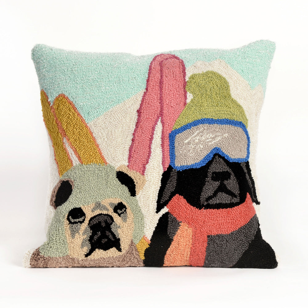 Trans Ocean Liora Manne Frontporch Ski Patrol Handmade Pillow - Whimsical Dog Design For Indoor/Outdoor Decor Multi Polyester,Acrylic 7fp8s149544