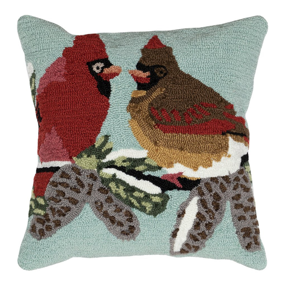 Trans Ocean Liora Manne Cardinals Sky 18" X 18" Indoor/Outdoor Pillow - Vibrant Nature Accent For Home Decor Blue Polyester,Acrylic 7fp8s153803