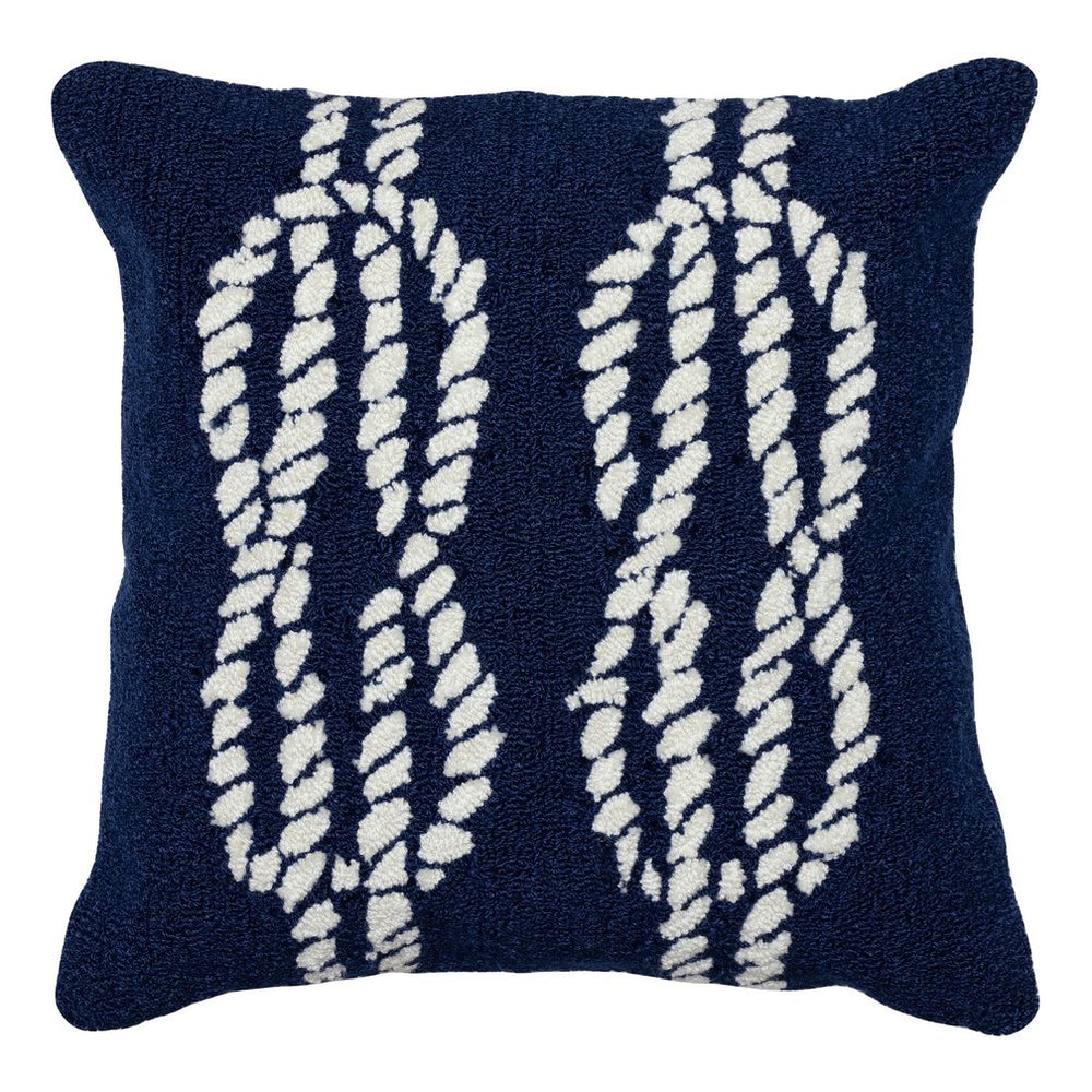 Trans Ocean Liora Manne Indoor/Outdoor Handmade Pillow - Nautical Geometric Coastal Accent For Home Décor Navy Polyester,Acrylic 7fp8s163633