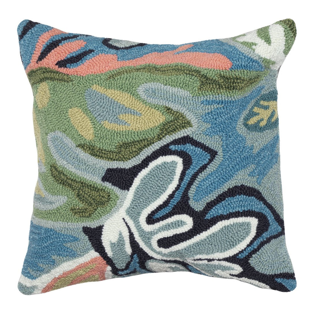 Trans Ocean Liora Manne On Holiday Indoor/Outdoor Pillow - Vibrant Floral Design, 18" X 18" For Stylish Living Blue Polyester,Acrylic 7fp8s174004