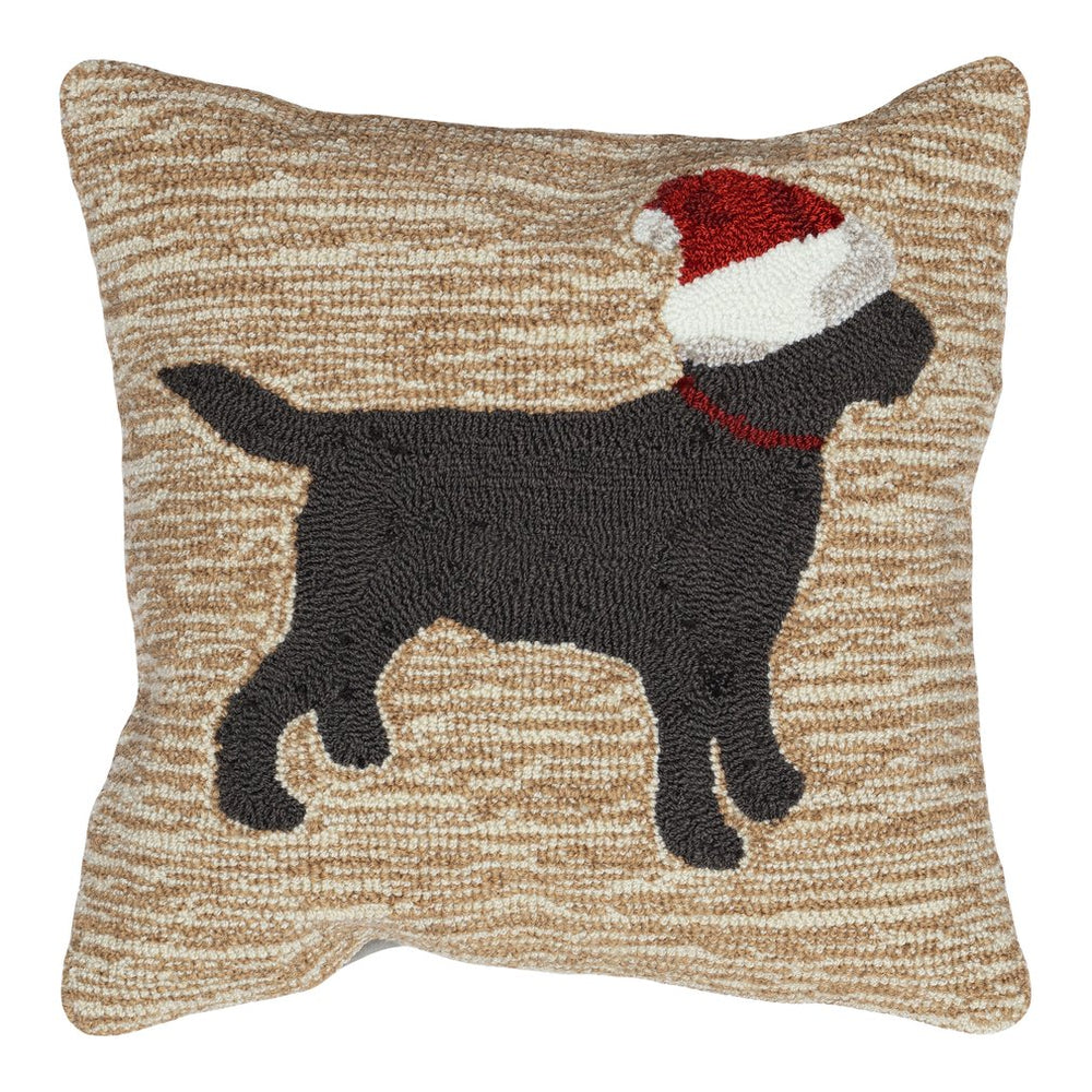 Trans Ocean Liora Manne Christmas Dog Pillow - Handmade 18" X 18" Indoor/Outdoor Accent For Festive Decor Natural Polyester,Acrylic 7fp8s185712
