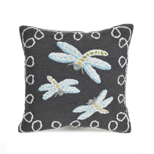 Trans Ocean Liora Manne Frontporch Dragonfly Indoor/Outdoor Pillow - Stylish Contemporary Accent For Any Space Black Polyester,Acrylic 7fp8s204847