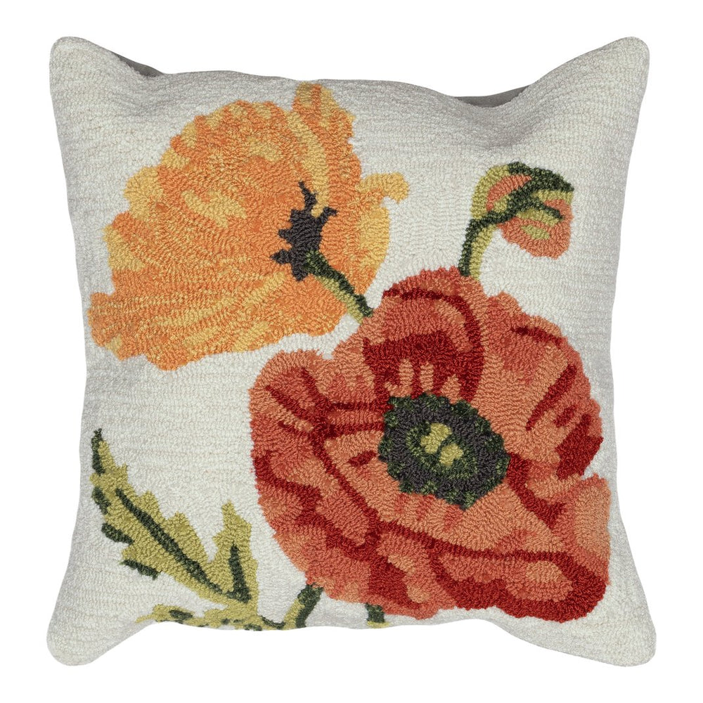 Trans Ocean Liora Manne Frontporch Icelandic Poppies Pillow - Vibrant Floral Design For Indoor & Outdoor Spaces 18" Natural Polyester,Acrylic 7fp8s227212
