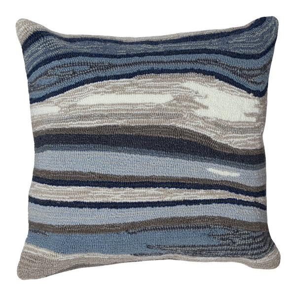 Trans Ocean Liora Manne Ipanema Indoor/Outdoor Pillow - 18" X 18" Blue/Grey Accent For Modern Living Spaces Blue Polyester,Acrylic 7fp8s228503