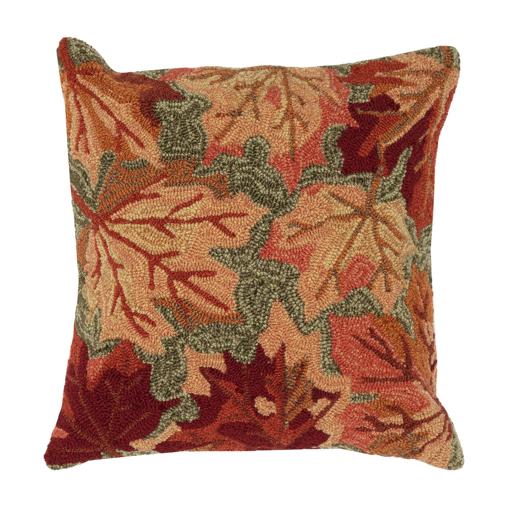 Trans Ocean Liora Manne Frontporch Falling Leaves Pillow - Stunning Autumn Decor For Indoor And Outdoor Spaces Green Polyester,Acrylic 7fp8s230416