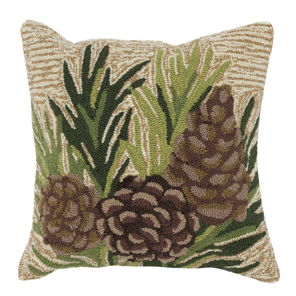 Trans Ocean Liora Manne Pinecones Indoor/Outdoor Pillow - 18" Botanical Floral Accent For Cozy Home Decor Natural Polyester,Acrylic 7fp8s230712