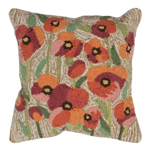 Trans Ocean Liora Manne Poppies Indoor/Outdoor Pillow - Handmade Floral Accent, 18" X 18" For Any Space Natural Polyester,Acrylic 7fp8s424412