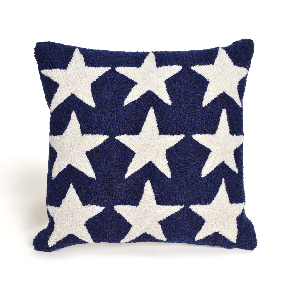 Trans Ocean Liora Manne Frontporch Stars Indoor/Outdoor Handmade Pillow - Stylish Transitional Accent Decor Blue Polyester,Acrylic 7fp8s425103