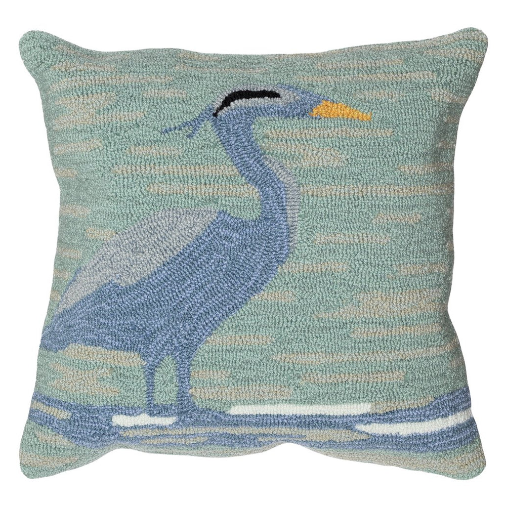 Trans Ocean Liora Manne Blue Heron 18" X 18" Indoor/Outdoor Pillow - Nature-inspired Home Accent Decor Blue Polyester,Acrylic 7fp8s450603