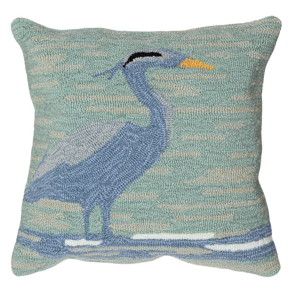 Trans Ocean Liora Manne Blue Heron 18" X 18" Indoor/Outdoor Pillow - Nature-inspired Home Accent Decor Blue Polyester,Acrylic 7fp8s450603