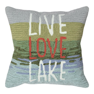 Trans Ocean Liora Manne Frontporch Live Love Lake Indoor/Outdoor Handmade Pillow - Nature-inspired Accent Blue Polyester,Acrylic 7fp8s450703
